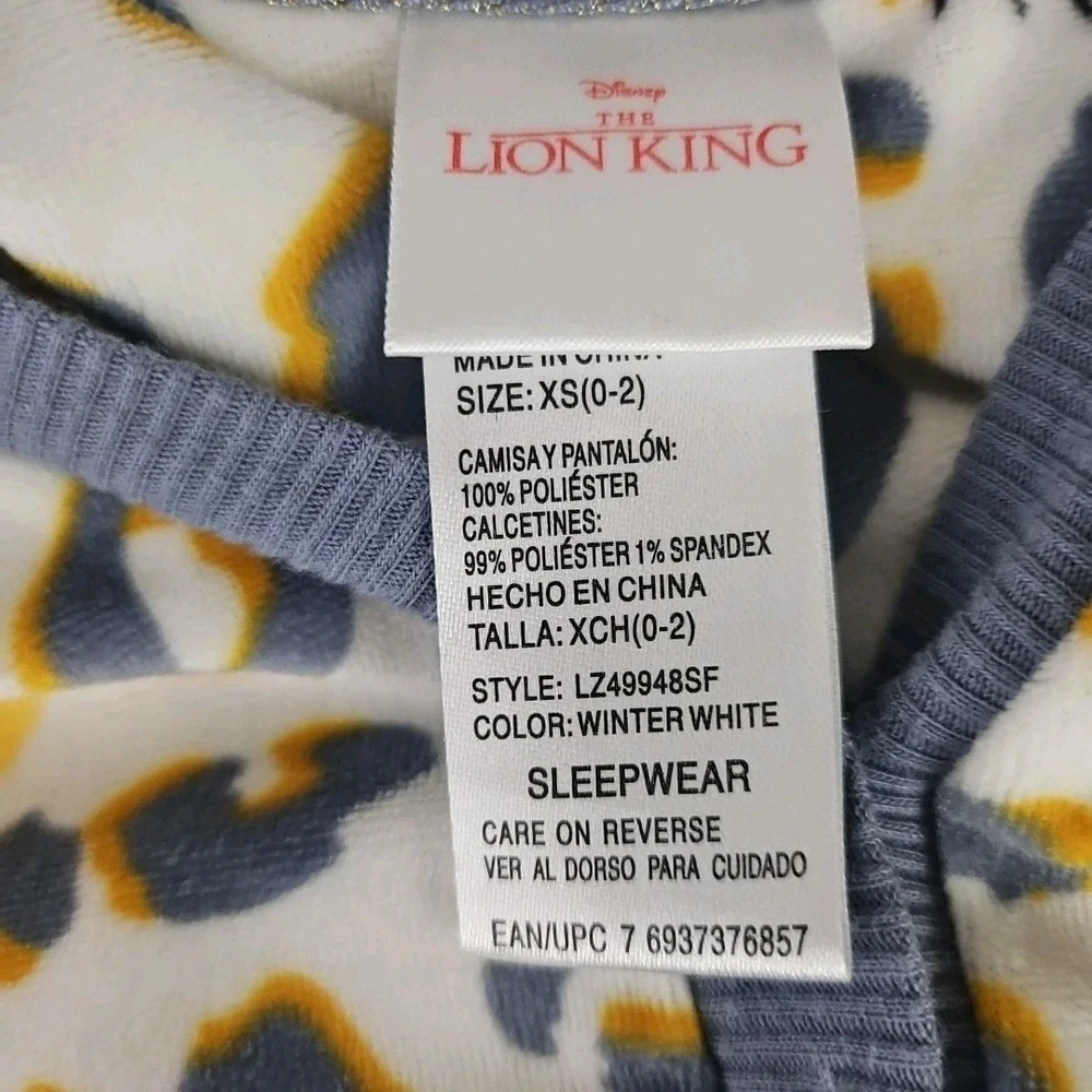 Disney The Lion King Simba 2 Pc Pajama Set Womens Sz XS White‎ Soft Fleece Sleep - Picture 15 of 16